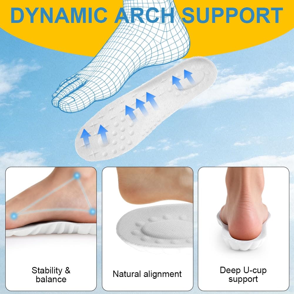 DiULi Women's Men's Memory Foam Insoles, 1 Pair Gel Memory Foam Insoles, Air Mattress Support Foam Insole, Comfortable Shock Absorption, Anti-Fatigue for Boots Shoes (36.5-37) — view 5