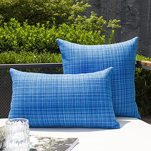 Kevin Textile Pack of 2 Decorative Outdoor Waterproof Throw Pillow Covers Lumbar Pillowcases Modern Cushion Cases for Patio Couch Bench 12 x 20 Inch Blue — view 5