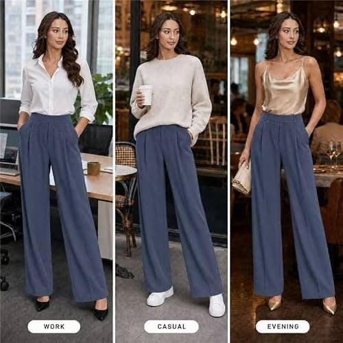 Dress Pants Women Straight High Waisted Stretch Work Pant 2026 Business Casual Flowy Slacks Trousers with Pockets Yoga Pants Women Black Medium — view 3
