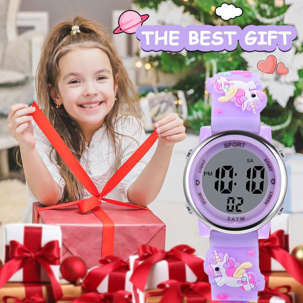 Vicloon Reloj Digital para Niños Niña, Luz Intermitente LED de 7 Colores Reloj de Pulsera Niña Multifunción, Reloj Unicornio Niña, Relojes Niñas Niños Digital para Niños de 3 a 12 años — view 6