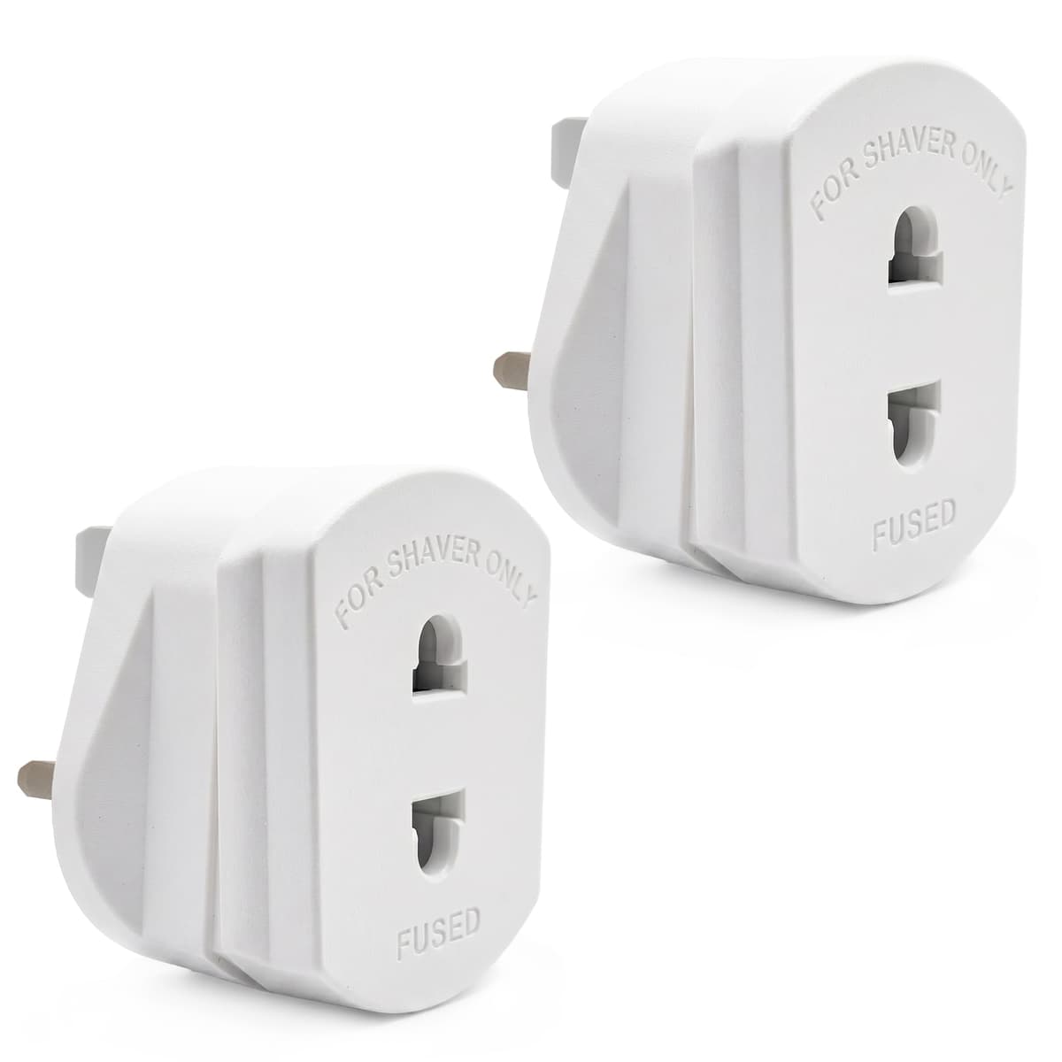 Double Dragon 2-Pack UK Electric Toothbrush & Shaver Plug Adapter | 2-Pin to 3-Pin Bathroom Converter | Supports UK EU Round & US Flat 2-Pin Plugs | 1A Fused | Compatible with Oral-B, Braun, Philips