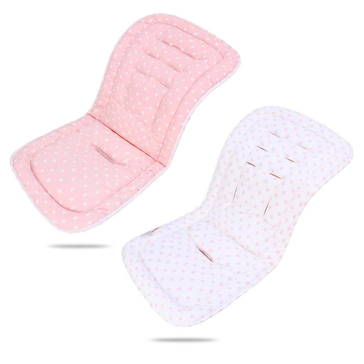 LAT Universal Pram Liner, Baby Pushchair Seat Liners, Cotton Double-Sided Use Baby Stroller Cushion Pad, Stroller Seat Pad for Toddler Infant 78x34cm (Beige+Pink) — view 16
