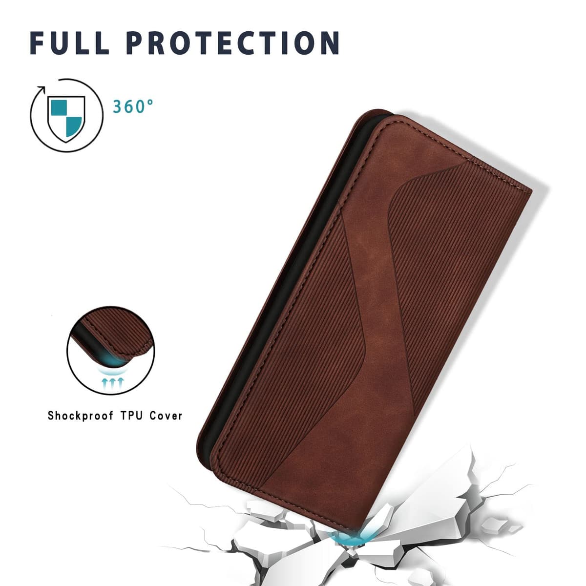 Case for Samsung Galaxy A34 5G, Premium PU Leather Wallet Case with [Card Slots] [Viewing Stand], Shockproof Flip Cover for Samsung A34 5G (Brown) — view 3