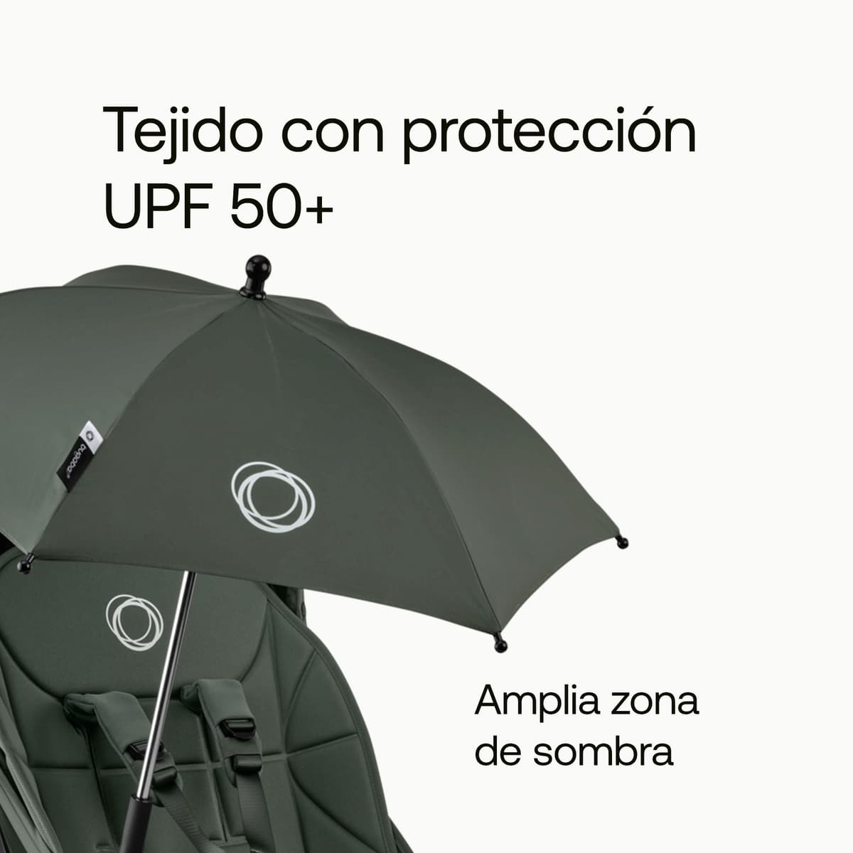 Bugaboo Sombrilla+, Compatible con todos los carritos Bugaboo, Tejido de protección solar UPF 50+ para una protección solar óptima, Conexión con un clic y mecanismo de fácil ajuste, Forest Green — view 5