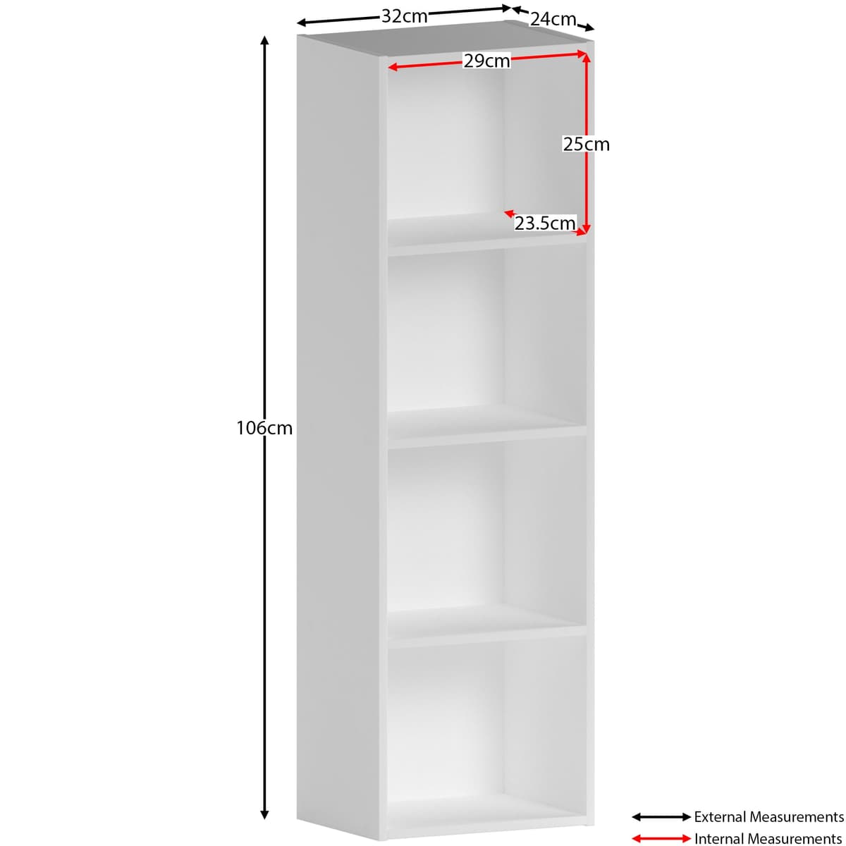 Vida Designs Oxford 4 Tier Cube Bookcase, White Wooden Shelving Display Storage Unit Office Living Room Furniture — view 3