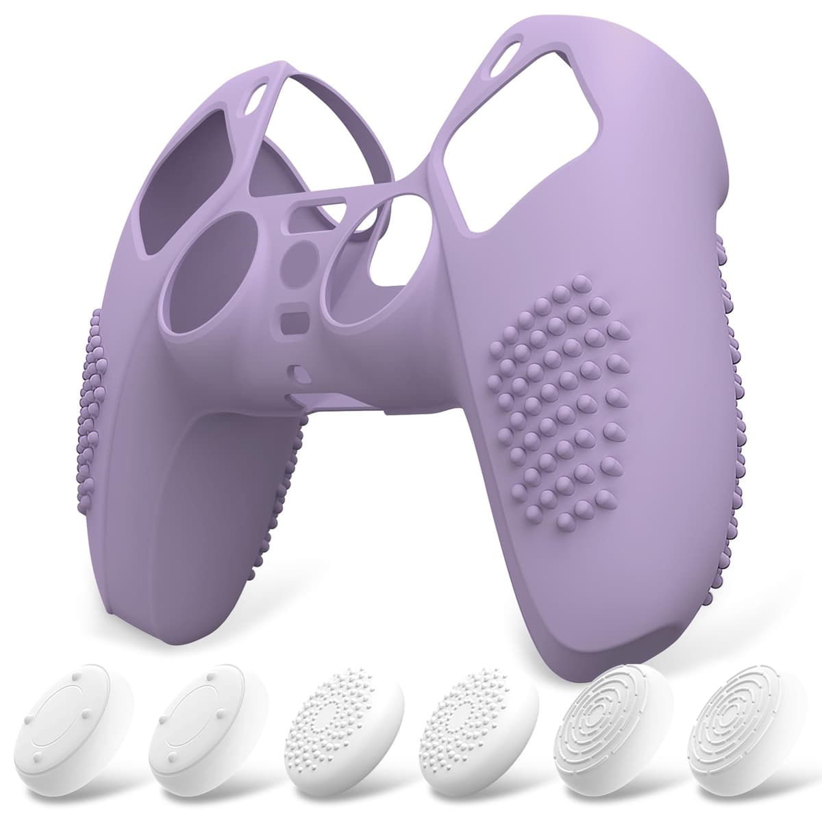 eXtremeRate PlayVital Funda de Silicona para ps5 Mando - Carcasa Protectora con 6 Tapas de Joysticks, Impermeable, Resistente y Antideslizante, Funda de Goma Suave, 3D Tachonado (Matcha Verde) — view 19