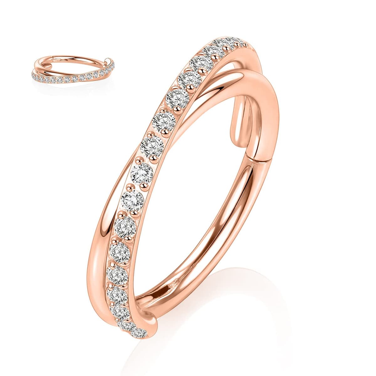 Yrogcu 20G 18G 16G 14G Single/Double Hoop Stainless-Steel Seamless-Hinged-Piercing Segment-Clicker Nose-Ring-Hoop : Diameter 6mm 8mm 10mm 12mm Cartilage Earrings — view 47