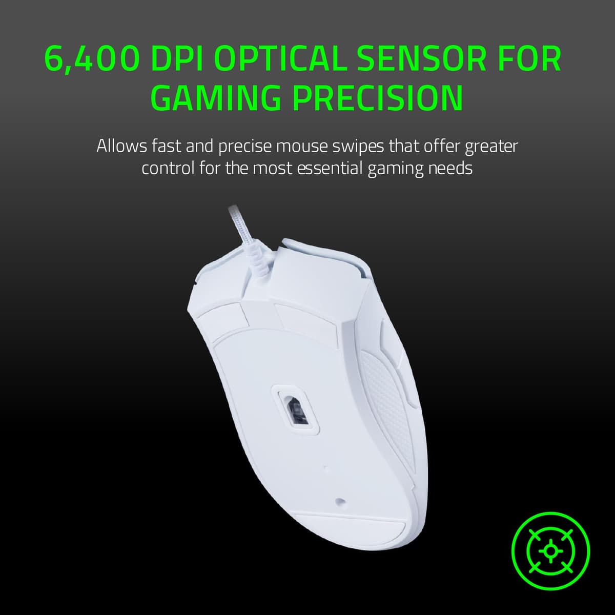 Razer DeathAdder Essential (2021) - Wired Gaming Mouse (Optical Sensor, 6400 DPI, 5 Programmable Buttons, Ergonomic Form Factor) White — view 5