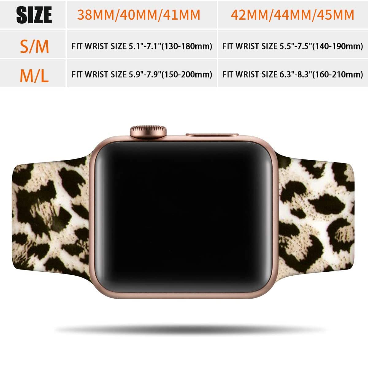 Wepro Replacement Strap Compatible with Apple Watch Strap 41mm 40mm 38mm 42mm, Pattern Printed Soft Silicone Wrist Bands for Apple Watch SE/Ultra/Ultra 2/iWatch Series 10/9/8/7/6/5/4/3/2/1, Leopard — view 7