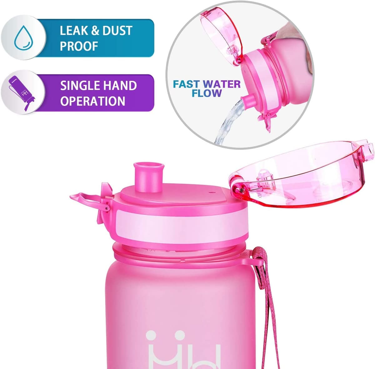 HoneyHolly - Botella deportiva (350/500/800 ml, 1/1,5 L, sin BPA, botella de agua, botella de bicicleta, botella de agua para niños, fitness — view 3