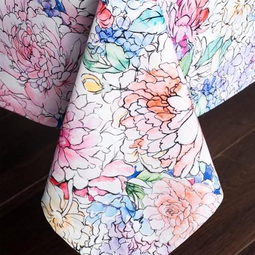 Maison d' Hermine Table Cloth Square Table 100% Cotton 54 x 54 Inches Tablecloth Reusable Decorative for Dining Kitchen Room Farmhouse Party Home Hotel Restaurant Spring Summer - Floral Love — view 8