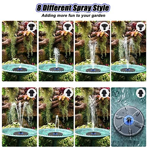 SZMP Solar Fountain Upgrade, 3.5W Solar Powered Bird Bath Fountains with Flower, Outdoor Water Feature Solar Fountain Pump with 7-in-1 Nozzles, 4 Fixed Pipes for Humingbirds, Birdbath, and Garden — view 2