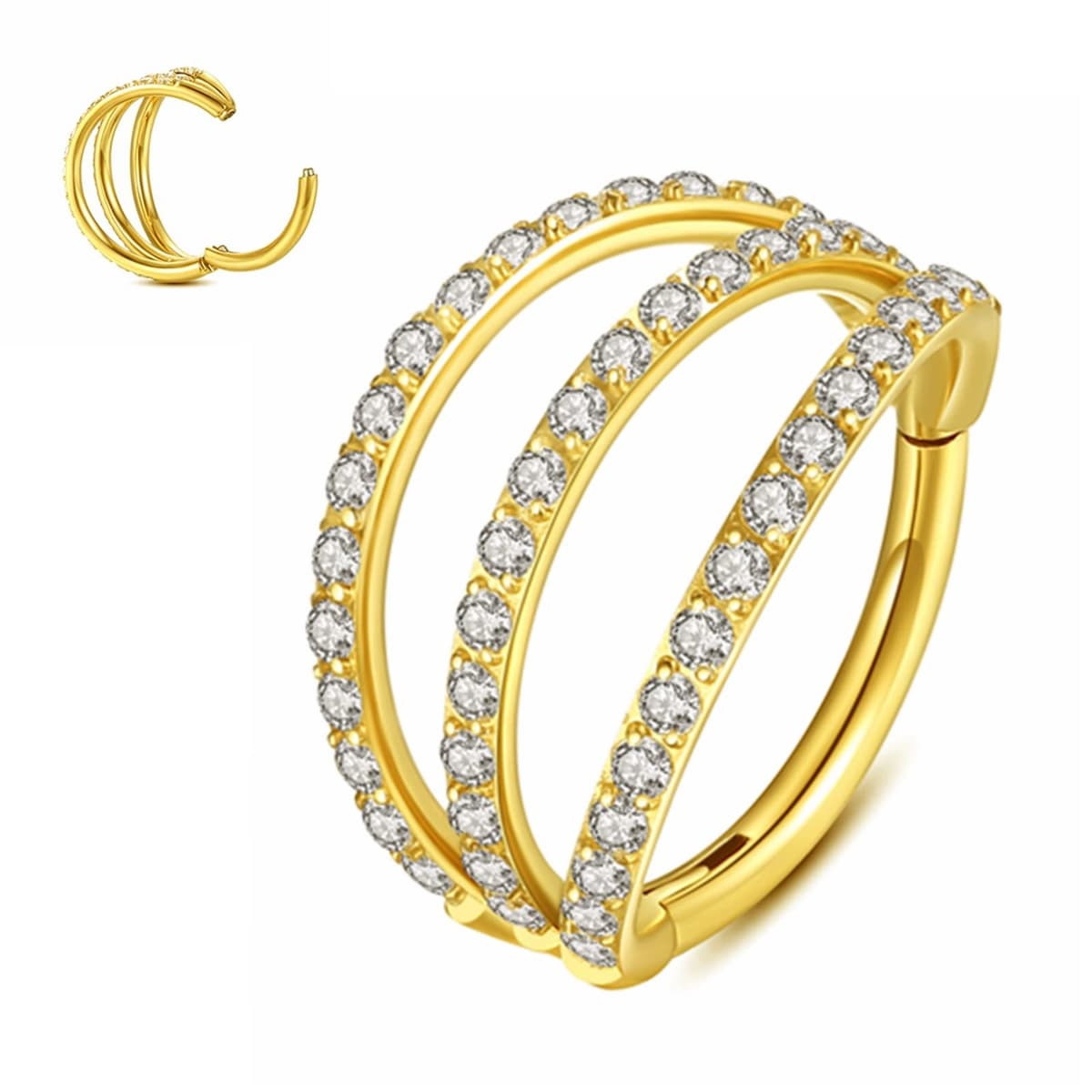 Yrogcu 20G 18G 16G 14G Single/Double Hoop Stainless-Steel Seamless-Hinged-Piercing Segment-Clicker Nose-Ring-Hoop : Diameter 6mm 8mm 10mm 12mm Cartilage Earrings — view 13
