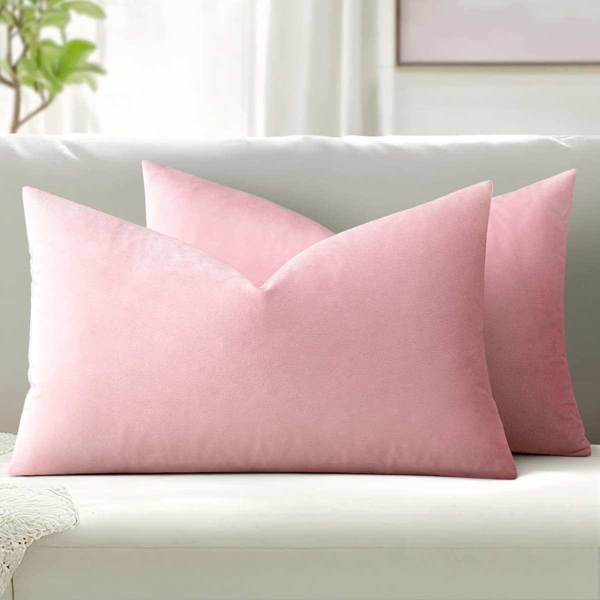 MIULEE Pack of 2 Fall Velvet Soft Solid Decorative Throw Pillow Covers Square Cushion Cases for Sofa Couch Bedroom Living Room Car Home Decor 18 x 18 Inch 45 x 45 cm Orange — view 60