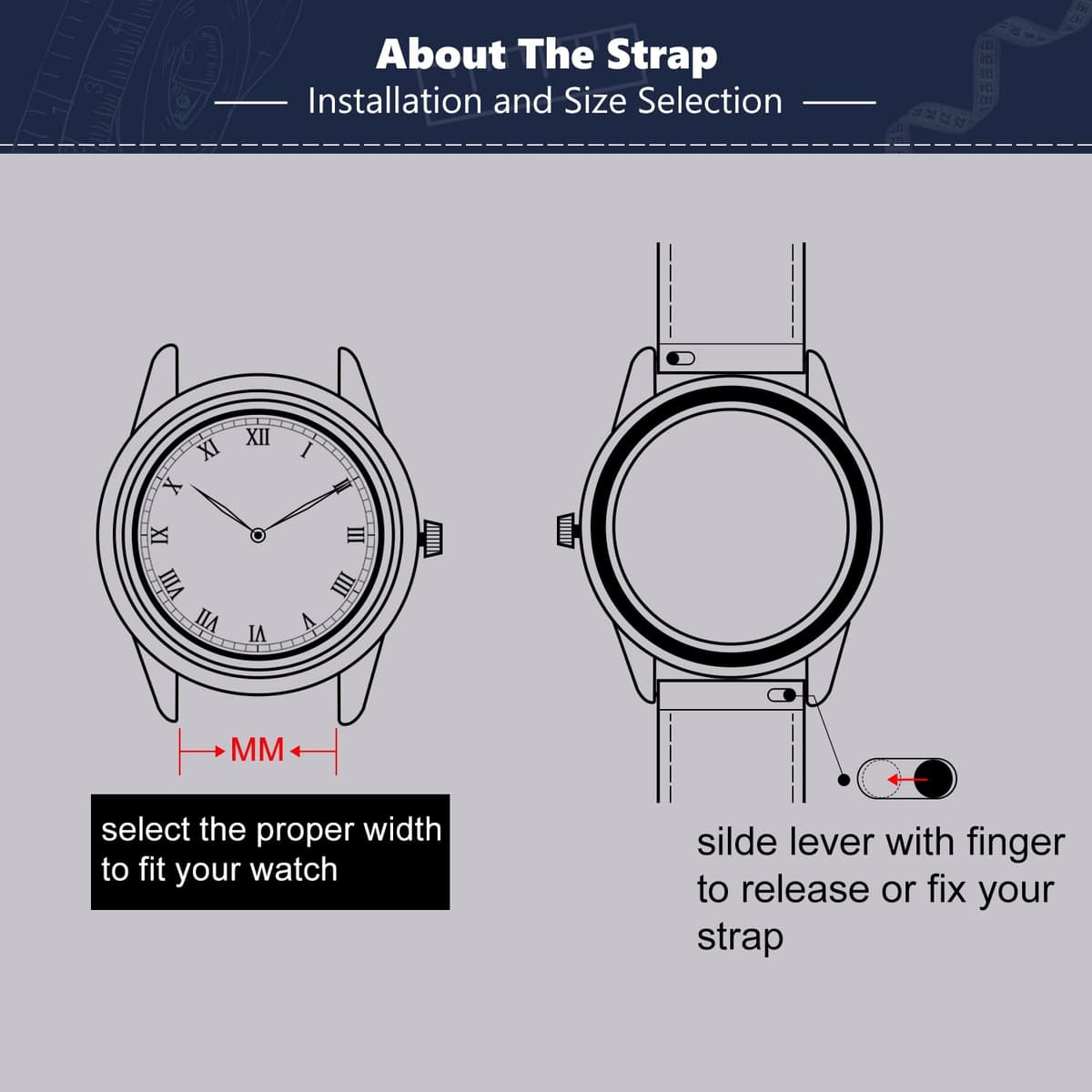 BINLUN Quick Release Leather Watch Straps Replacement Watch Bands Smart Watch Strap Crocodile Pattern in 10 Colors 13 Sizes with Silver/Gold/Rose-Gold Buckle for Men Women(10mm-24mm) — view 123