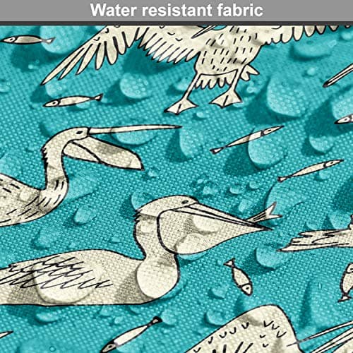 Lunarable Pelican Fabric by The Yard, Aquatic Nature Theme Birds and Little Fish on Ocean Inspired Background, Decorative Fabric for Upholstery and Home Accents, 1 Yard, Black Cream — view 5