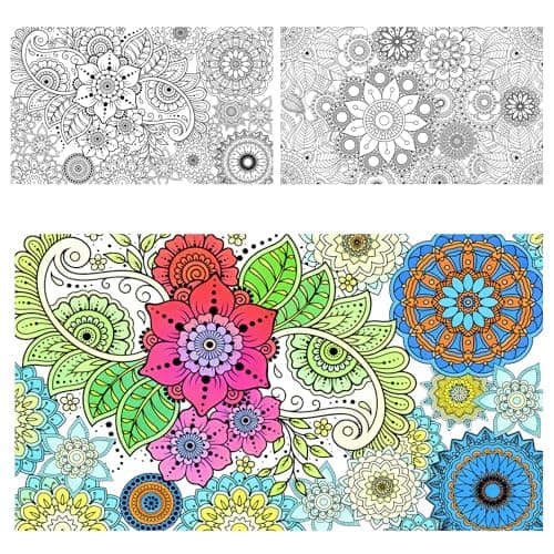 Penitue 2pcs Jumbo Mandala Coloring Posters, 100x60cm/39.37x23.62in Large Motivational Coloring Posters Giant Poster for Kids Adults Teens Art Craft Wall Party Supplies (Style 2)