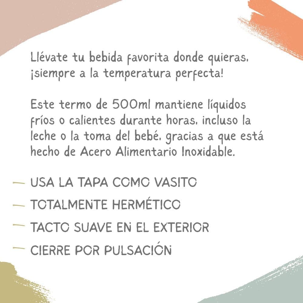Miniland Termo Bebé para Líquidos 500 ml de Acero Inoxidable, Mantiene Temperatura más de 24h Frío y Calor, Cierre Hermético y Sistema Antigoteo | Candy — view 6