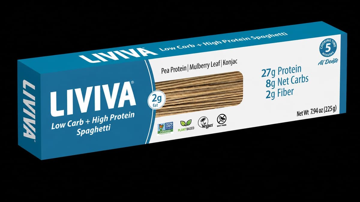 LIVIVA Pasta Value Pack (135 g Protein per Box) - Low Carb High Protein Pasta made from Pea Protein & Konjac Flour - 8g Net Carbs, Diabetic-Friendly - Ready to Eat in 3 – 4 mins – Taste like Healthy Al Dente Italian Pasta (6 Pack, Fettuccine) — view 2