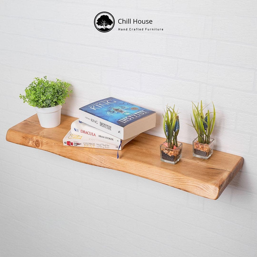 Chill House Waney/Live Edge Estantería Flotante rústica 22 cm x 4.4 cm, Roble Tudor, 160cm — view 5