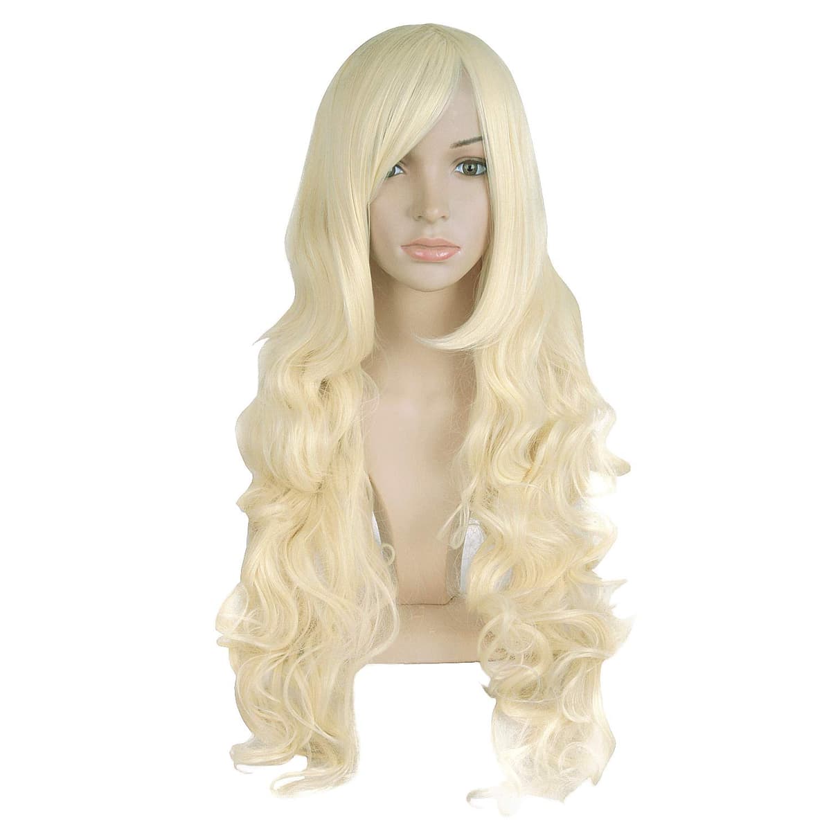 MapofBeauty 24 Pulgada/60 cm Largo Lacio Peluca Con Flequillo Sintética Cabello Heat Resistente Para Fiesta de Cosplay (Rosa Caliente) — view 19