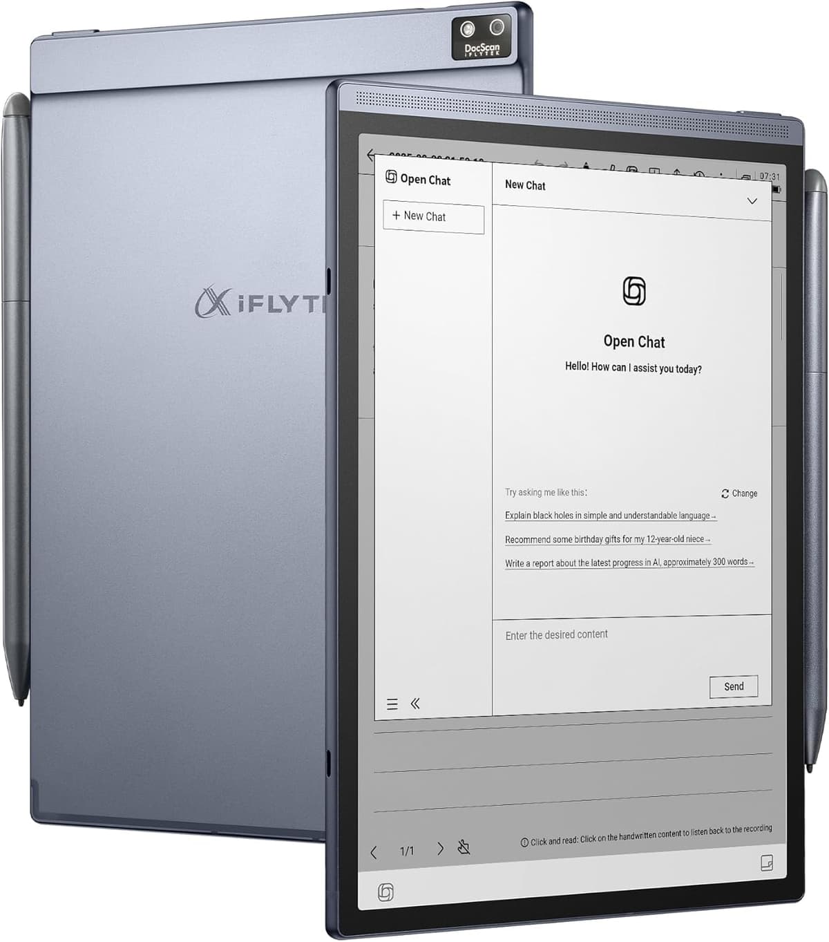 iFLYTEK AINOTE Air 2,8.2-inch AI Note-Taking Tablet E Ink and Reading Light iFLYTEK AINOTE Air 2 Paper Tablet Electronic Notebook with Pen,Voice-to-Text Transcription.
