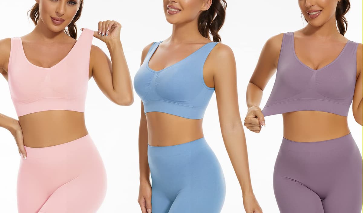 Lemef 3-Pack Seamless Sports Bra Wirefree Yoga Bra with Removable Pads for Women — view 4