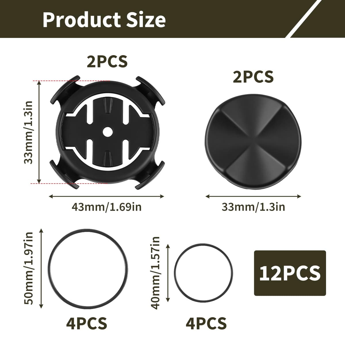 2 Piezas Soporte Manillar Ordenador Bicicleta Compatible con Garmin Edge 130 200 500 510 520 530 800 810 820 830 1000, Soporte Ciclocomputador con Bandas de Goma para Bicicleta Carretera y Montaña — view 2