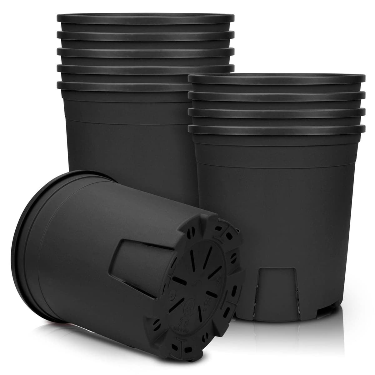 Macetas,16.2cm 5pcs Plantador Plastico con Orificio de Drenaje, Control de Raíces, para Plantas de Bonsái de Interior Exterior Jardín - Negro