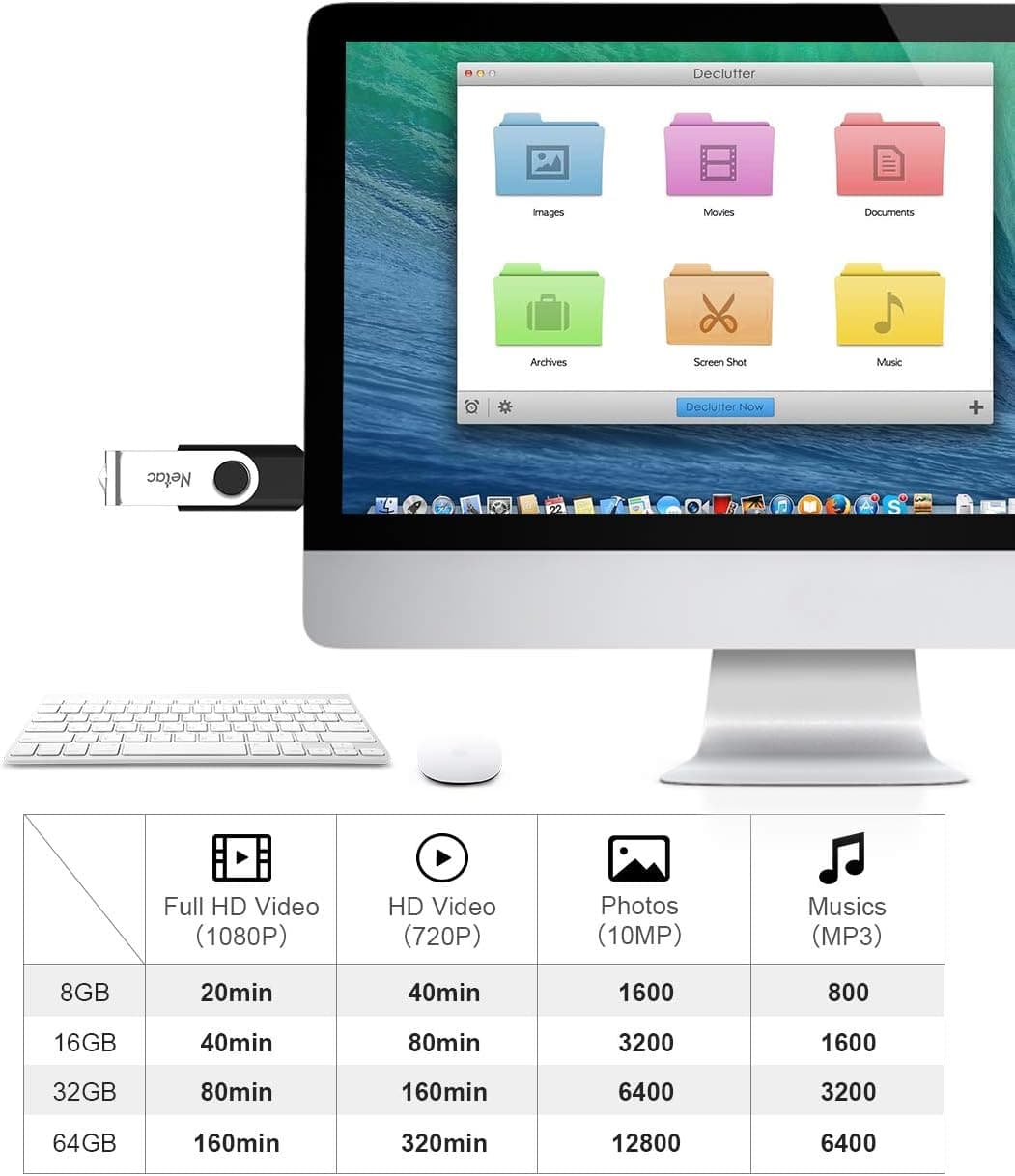 Netac 64GB USB 2.0 Flash Drive, Swivel Design Memory Sticks, Pen Drive, Usb Sticks for Data Storage, Zip Drive and jump Drive with LED Light — view 5
