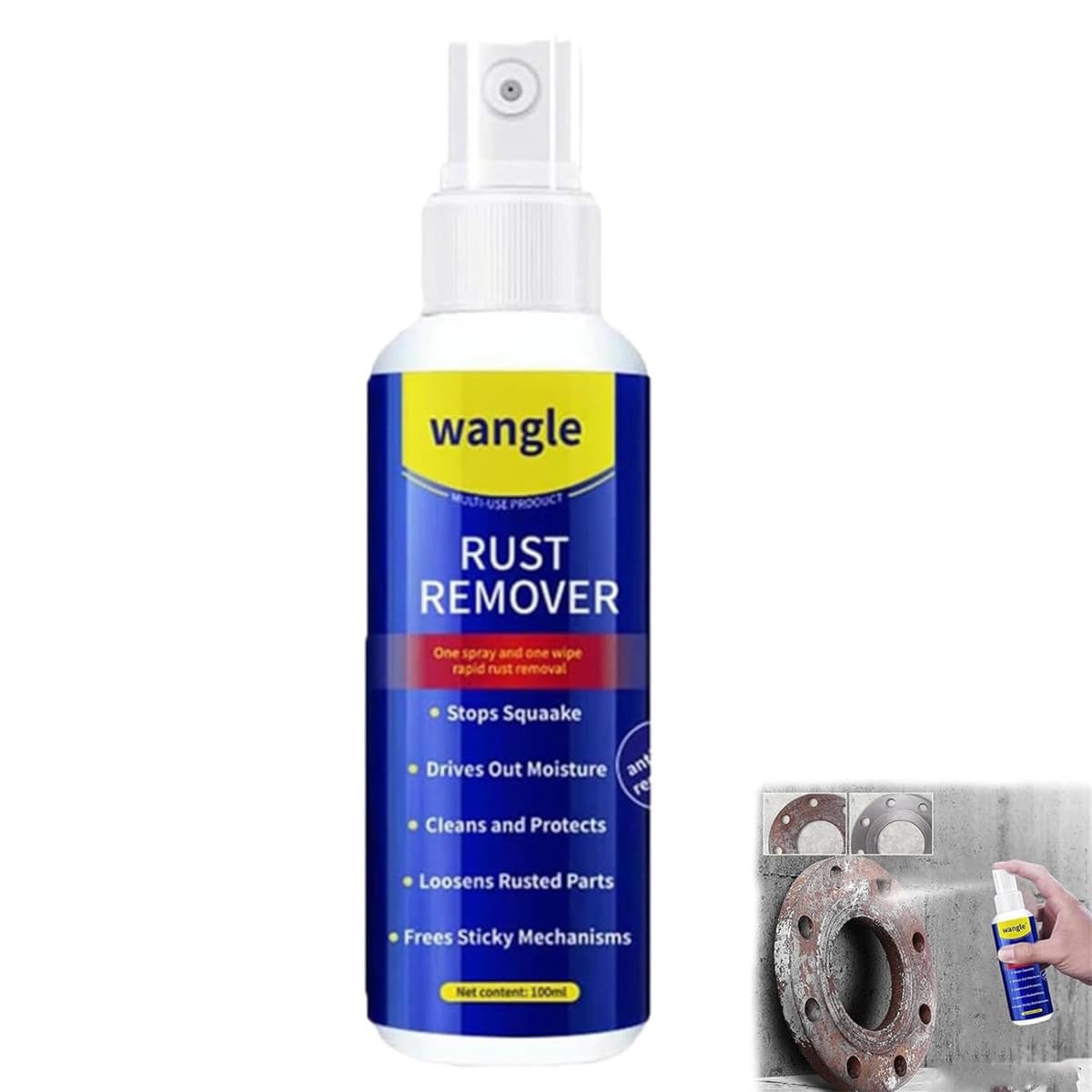 Wangle Rust Remover, Anti-Rusts Lubricant Spray & Rusts Removers, 2026 Upgrade Rust Remover For Metal, Fast-Acting Formula & Easy Application, For Use On Automotive Parts, Chains, Tools (1 PCS)