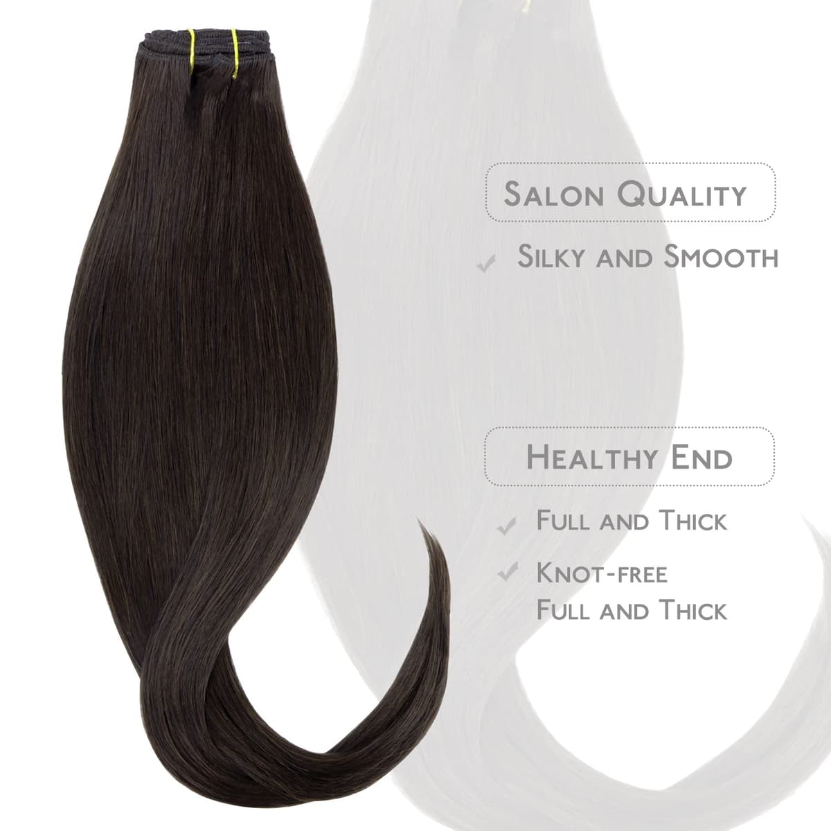 WENNALIFE Remy - Extensiones de clip de pelo natural, 70 g, 7 unidades, 50 cm, color marrón oscuro — view 4