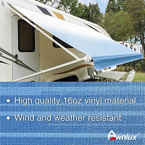 Awnlux White Manual Modular Retractable RV Awning Full Set Assemblies for RV, 5th Wheel, Travel Trailers, Toy Haulers, and Motorhome - RV Trailer Awning for Home or Camper - 16x8 Ft - Grey Fade — view 2