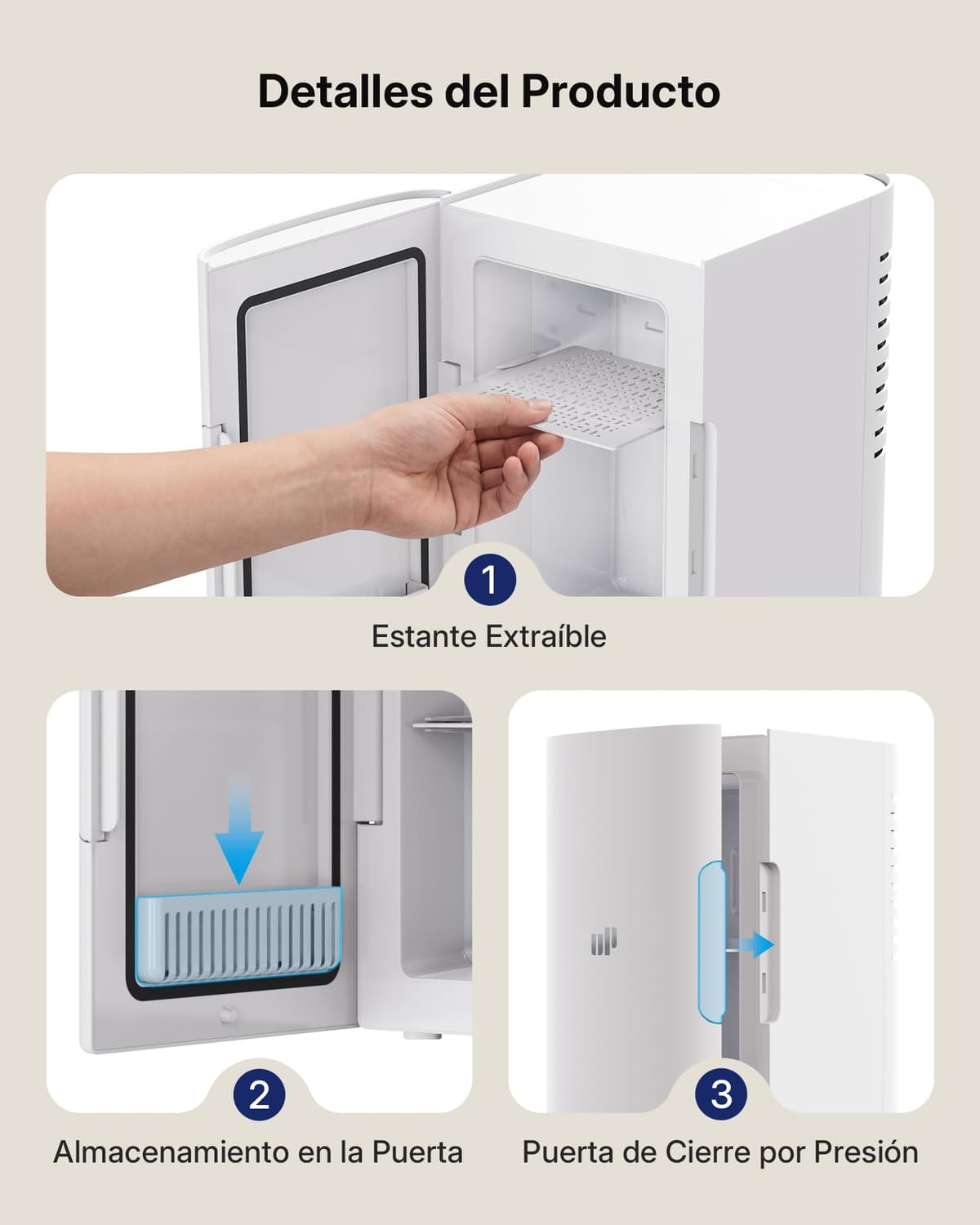Upstreman Mini Nevera 13 litros, 12V 220V Fridge Portatil para Habitacion Oficina Coche Caravanas Camping, Función Enfriamiento y Calentamiento, para Skincare Red Bull Cosmeticos Coca Cola, TR13 — view 4