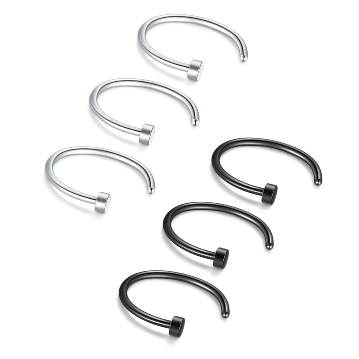 Briana Williams Fake Nariz Anillos Hoop-20G 18G 16G Nariz Aro Anillo 6mm/8mm/10mm/12mm Nariz Piercing Labio Septum Anillo Arete Faux Joyería Piercing del Cuerpo 6 Piezas