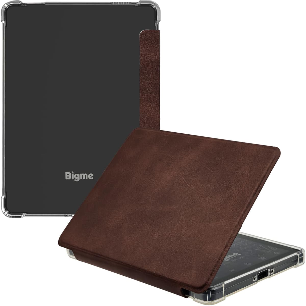 Transparent TPU Back Case for 6'' Bigme B6 Color/Bigme B6 Ultra-Thin Lightweight Enhanced Auto Sleep/Wake Cover with Thickened Corners, Magnetic Closure (Cowhide Brown)