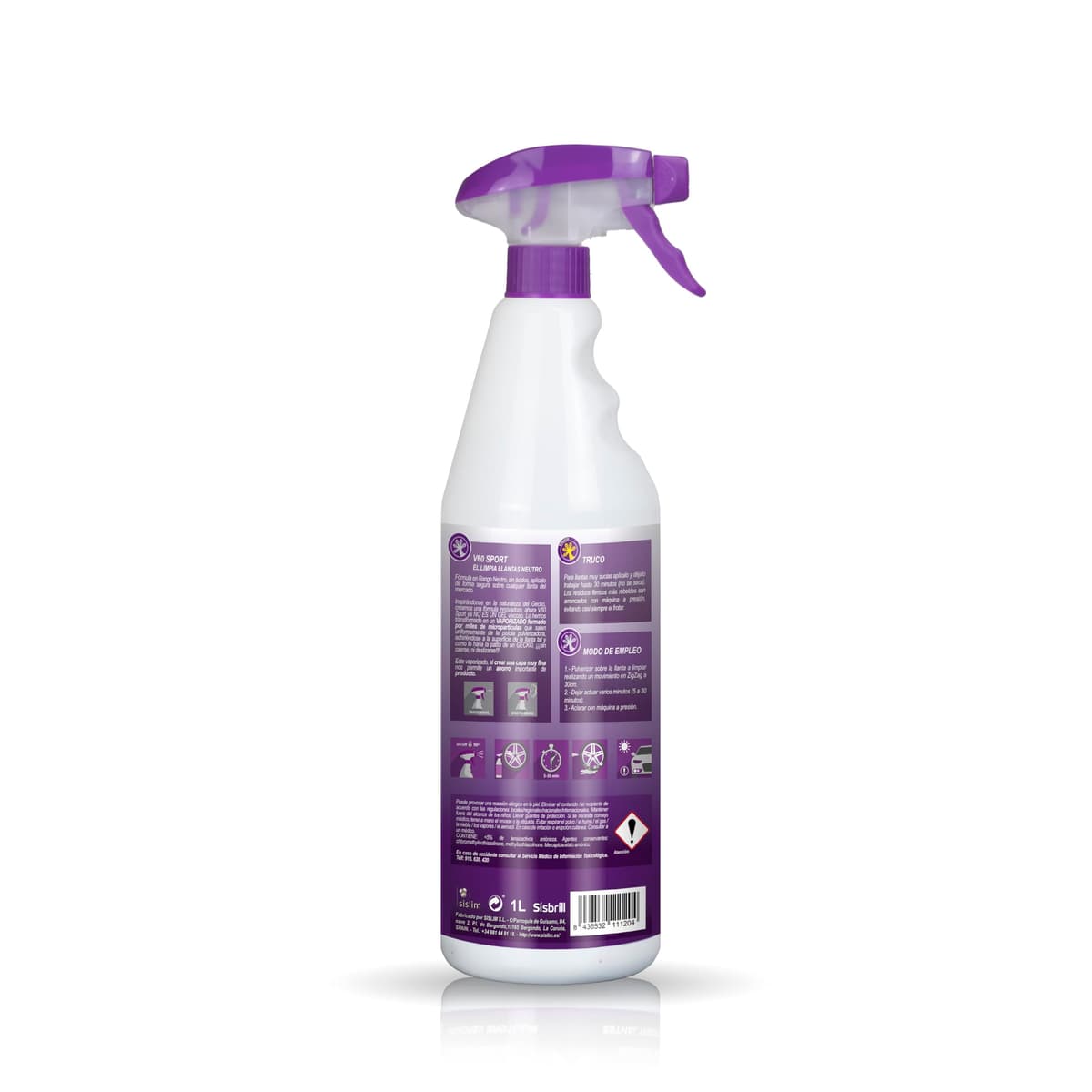 Sisbrill V60 Sport Limpia Llantas - Neutro y Seguro - Efecto Gecko Spray - 1 Litro — view 4