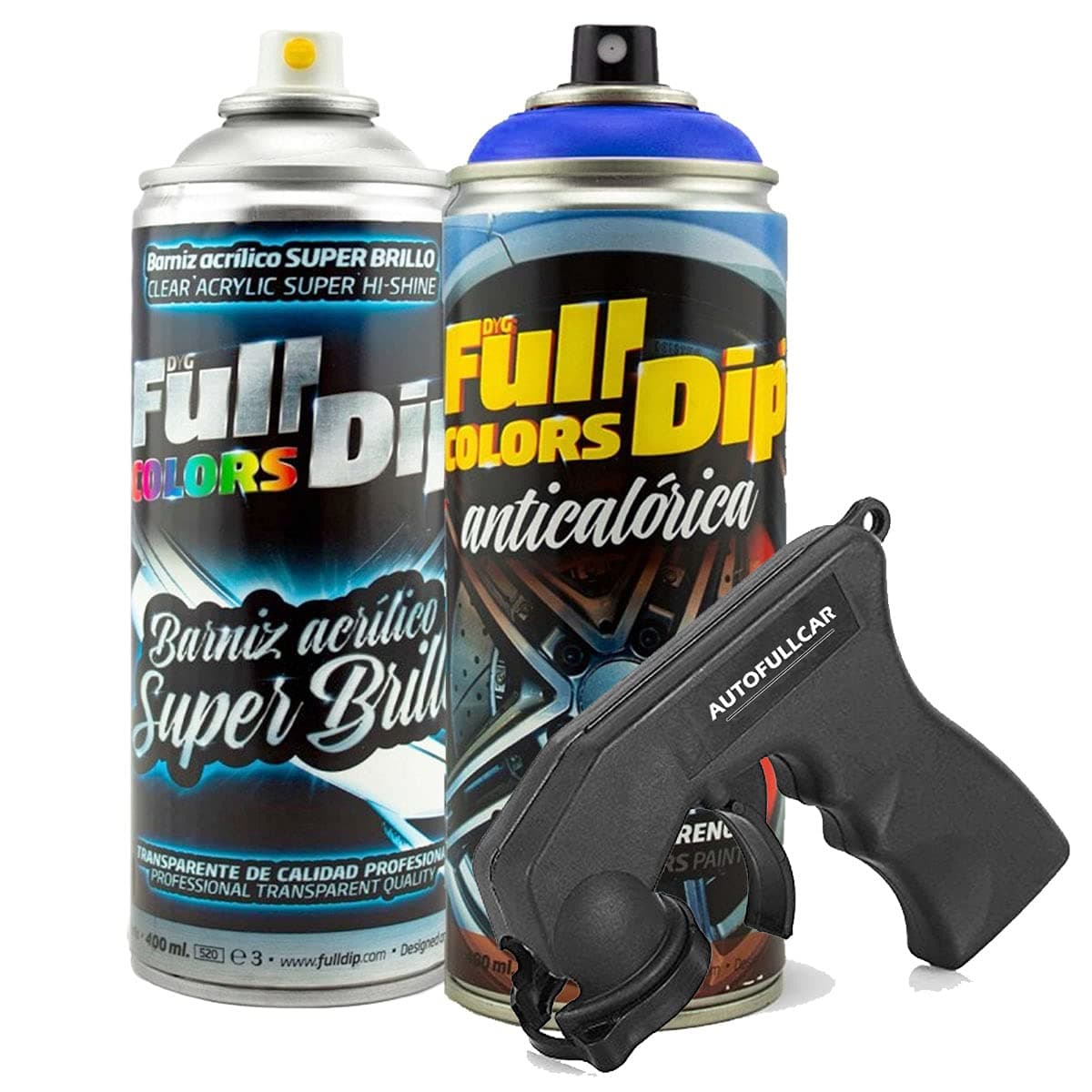 AutoFullCar - Pintura ANTICALÓRICA Acrílica Brillo Full Dip para Pinzas DE Freno - 2 x Spray 400 ml (Amarillo Brillo) — view 3