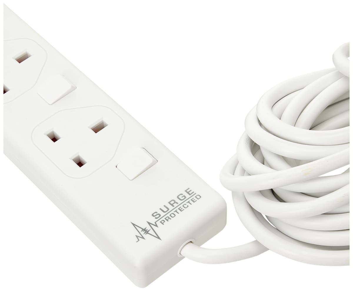 PRO ELEC PELB1942 4 Gang Switched Surge Protected Extension Lead White, 10m — view 3