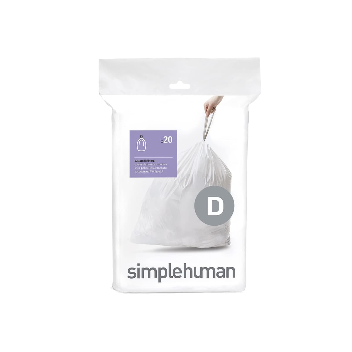 simplehuman CW0408 3 x paquete de 20 bolsas de basura a medida (60 bolsas), código V, plástico blanco — view 24