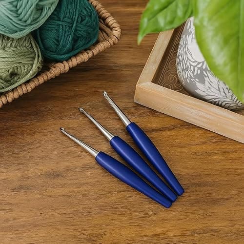 Furls Crochet Hook, Odyssey Navy Blue, Nickel Plated Tip for Effortless Glide, Ergonomic Handle Crochet Hooks 7" (Odyssey Navy Blue, H - 5.00mm) — view 2