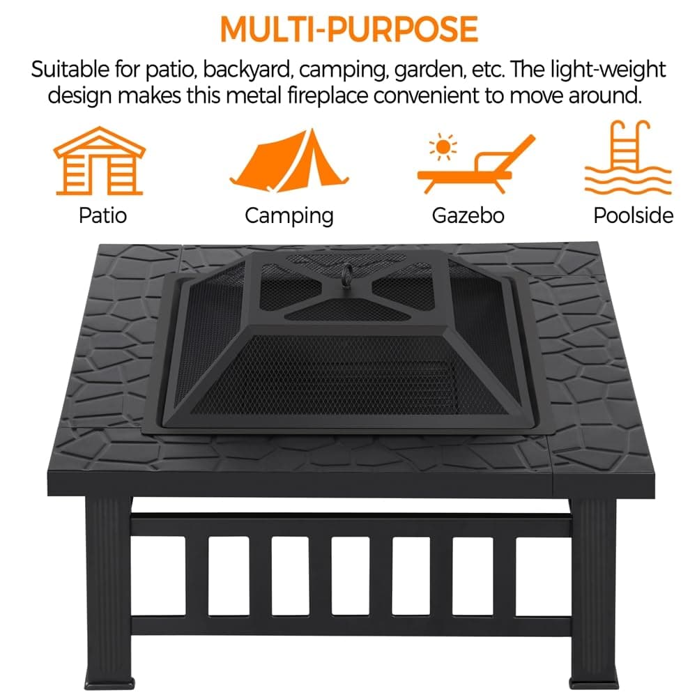 Yaheetech Brasero Exterior Jardin Grande 3 en 1 Chimeneas de Leña para Terraza Estufa al Aire Libre para Camping Cuenco para Hogueras 81x 81x 50cm — view 5
