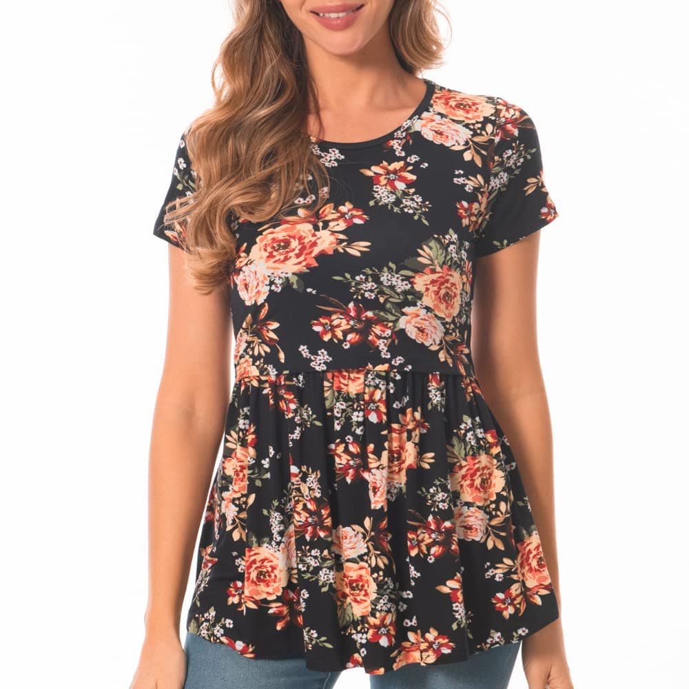 Bearsland Women's Nursing Tops Short Sleeve Scoop Neck Breastfeeding Shirt Maternity Clothes