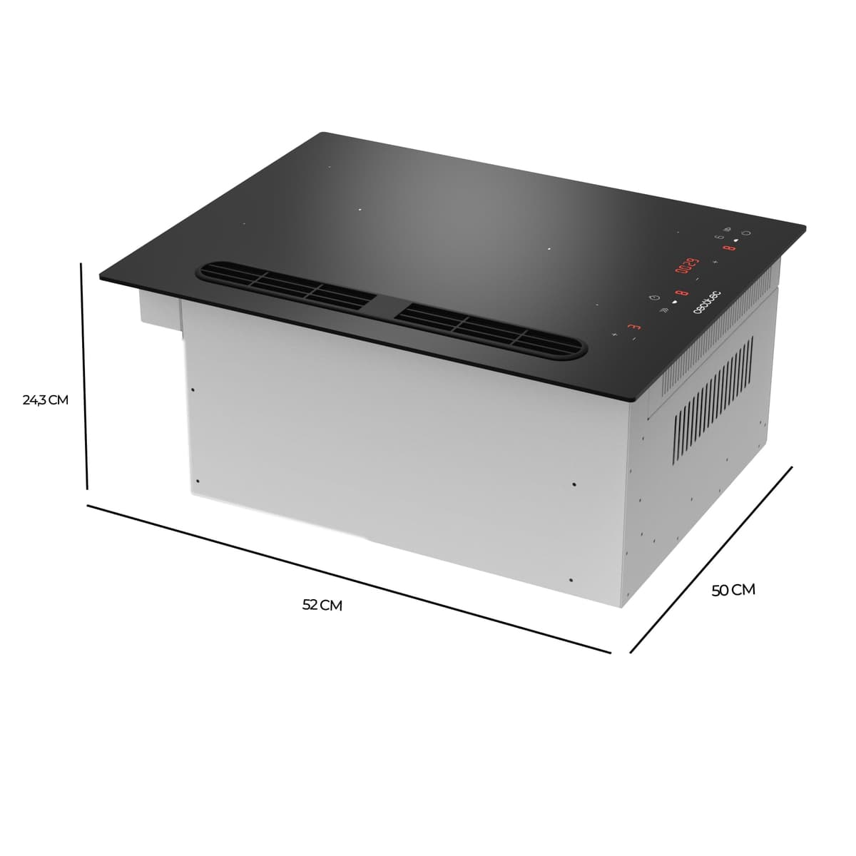 Cecotec Placa de Inducción Compacta con Campana Integrada 40cm Bolero Squad IH 2200 FullFlex ShieldGlass. 3500W, 9 Niveles, Booster, Kidlock, Succión 500m3/h, Touch Control, NO INCLUYE Kit Evacuación — view 2