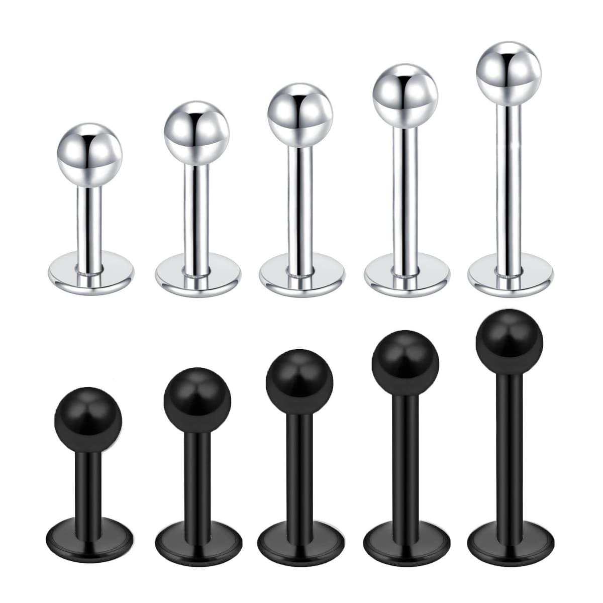 Besyvvin Lip Bars Labret Studs 16G Stainless Steel Plastic Flat Back Helix Tragus Cartilage Earring Stud 4-12MM Monroe Medusa Piercing Jewellery Silver Gold — view 10