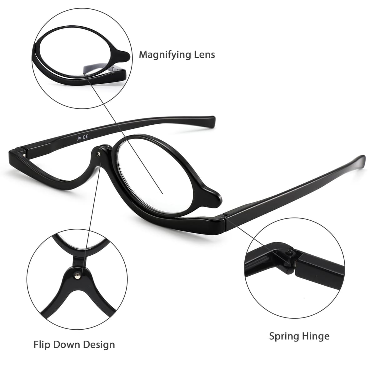 JM Maquillaje Gafas de Lectura Lupa Flip Down Cosméticos Lectores para Mujeres — view 4