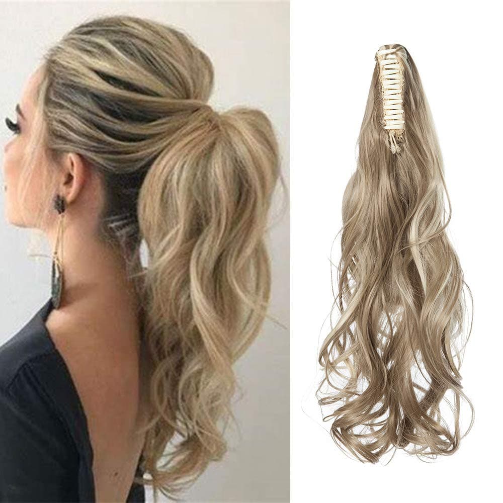 17"(43cm) SEGO Ponytail Long Synthetic Hair Looks Natural [Red Brown/Orange] Clip in Hair Extensions Curly Tail Ponytail Extension (90g) — view 84