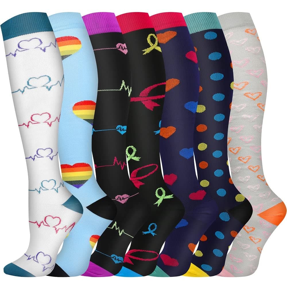 Pnosnesy Compression Socks, (2/4/6/7 Pairs) for Men & Women 15-20 mmHg is Best for Athletics, Running, Flight Travel, Support — view 13