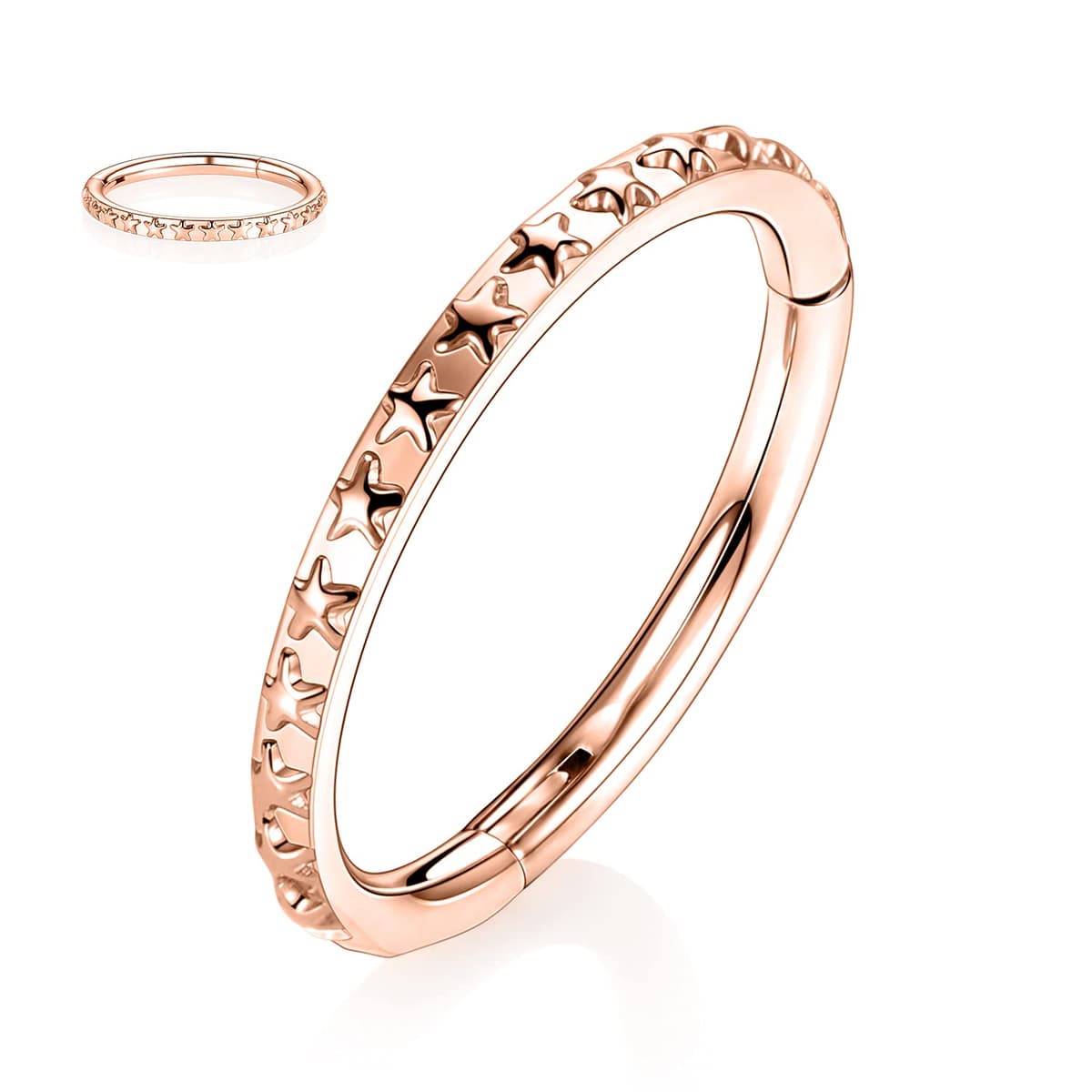 hengkaixuan CZ/Opal Nose Rings Conch Jewellery Septum Clicker 316L Surgical Steel Segment Ring Helix Cartilage Earrings Hoop Daith Tragus Rook Piercing Jewellery — view 51