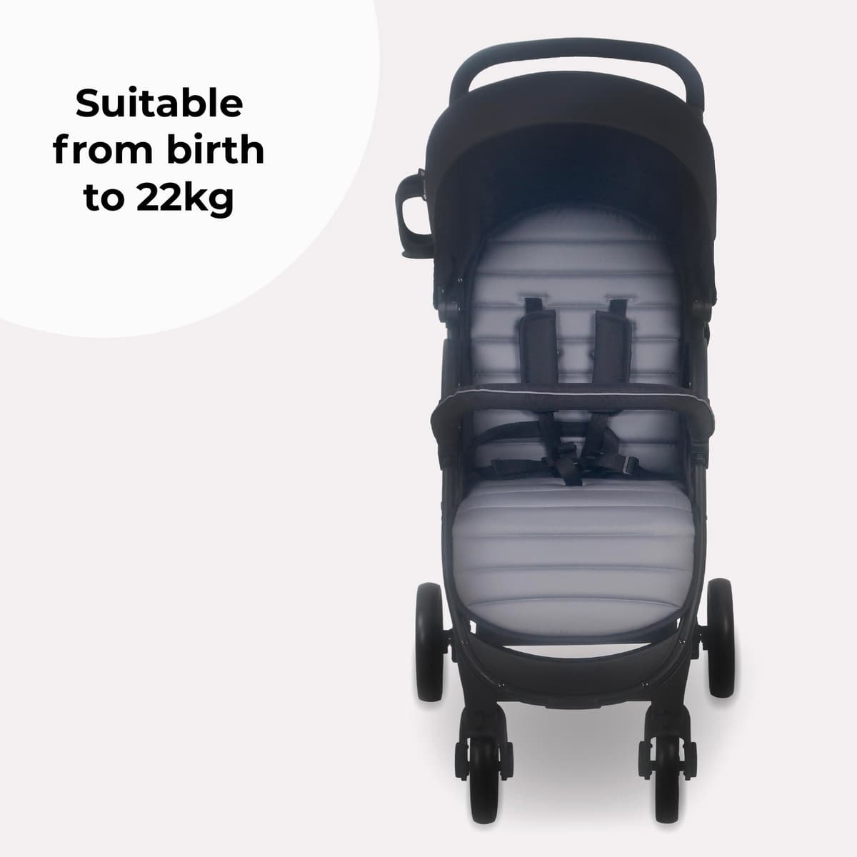 My Babiie MB30 Pushchair – from Birth to 4 Years (22kg), Easy Compact Fold, Large Shopping Basket, Adjustable Handle, Stroller Includes Cup Holder, Rain Cover – Black & Grey — view 3